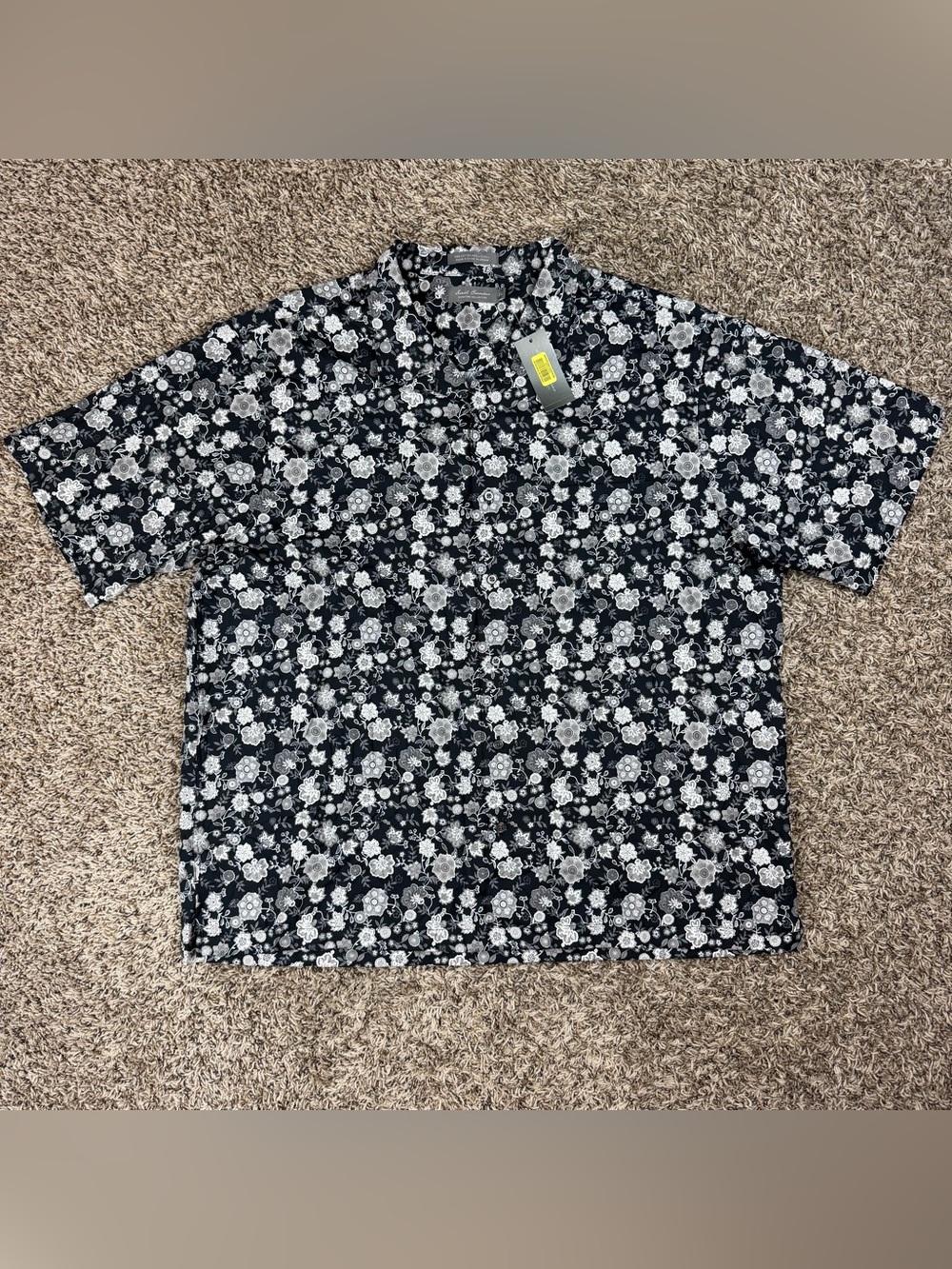 NWT Daniel Cremieux Signature Collection Mens XXL Black White Floral Button Up